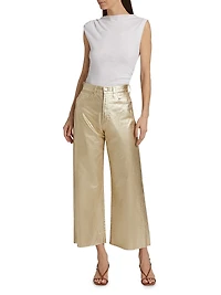 Taylor Metallic Cropped High-Rise Wide-Leg Jeans