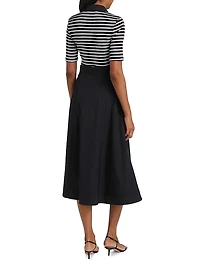 Delise Striped Stretch Cotton Midi-Dress