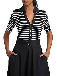 Delise Striped Stretch Cotton Midi-Dress