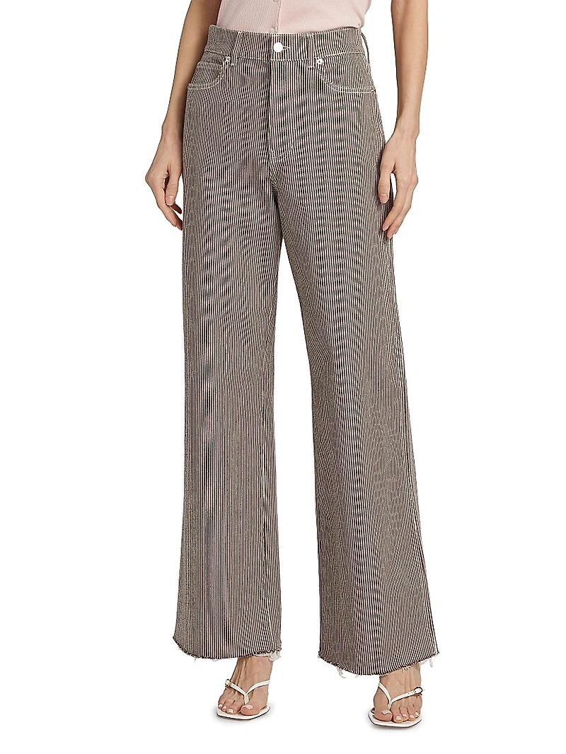 Taylor Pinstripe High-Rise Wide-Leg Jeans