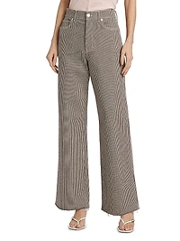 Taylor Pinstripe High-Rise Wide-Leg Jeans