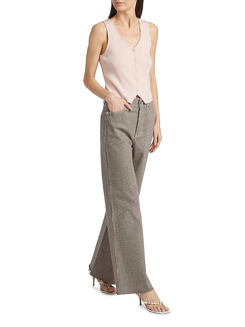 Taylor Pinstripe High-Rise Wide-Leg Jeans