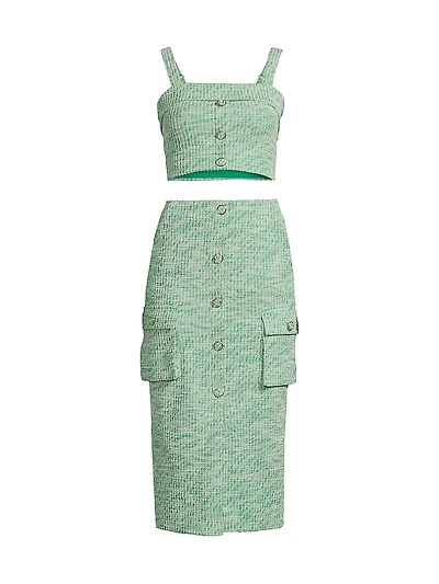 Roland 2-Piece Boucle-Knit Top & Skirt Set