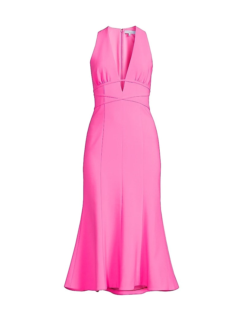 Rome Plunge Flounce Cocktail Dress