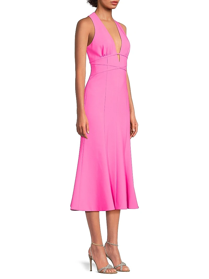 Rome Plunge Flounce Cocktail Dress
