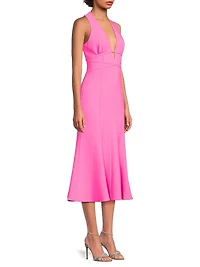 Rome Plunge Flounce Cocktail Dress