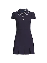 Bettina Embellished Pleated-Hem Minidress