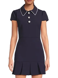 Bettina Embellished Pleated-Hem Minidress