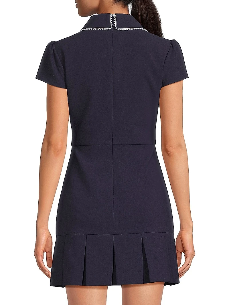 Bettina Embellished Pleated-Hem Minidress