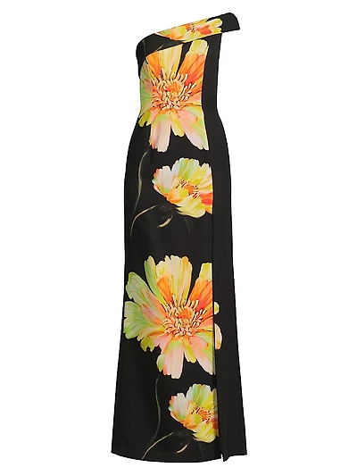 Dolan Floral One-Shoulder Gown