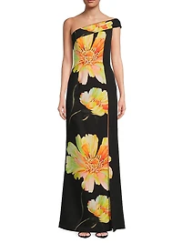 Dolan Floral One-Shoulder Gown