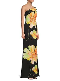 Dolan Floral One-Shoulder Gown