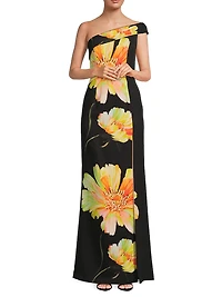 Dolan Floral One-Shoulder Gown