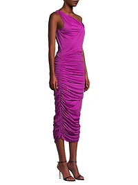Arlott Ruched One-Shoulder Midi-Dress