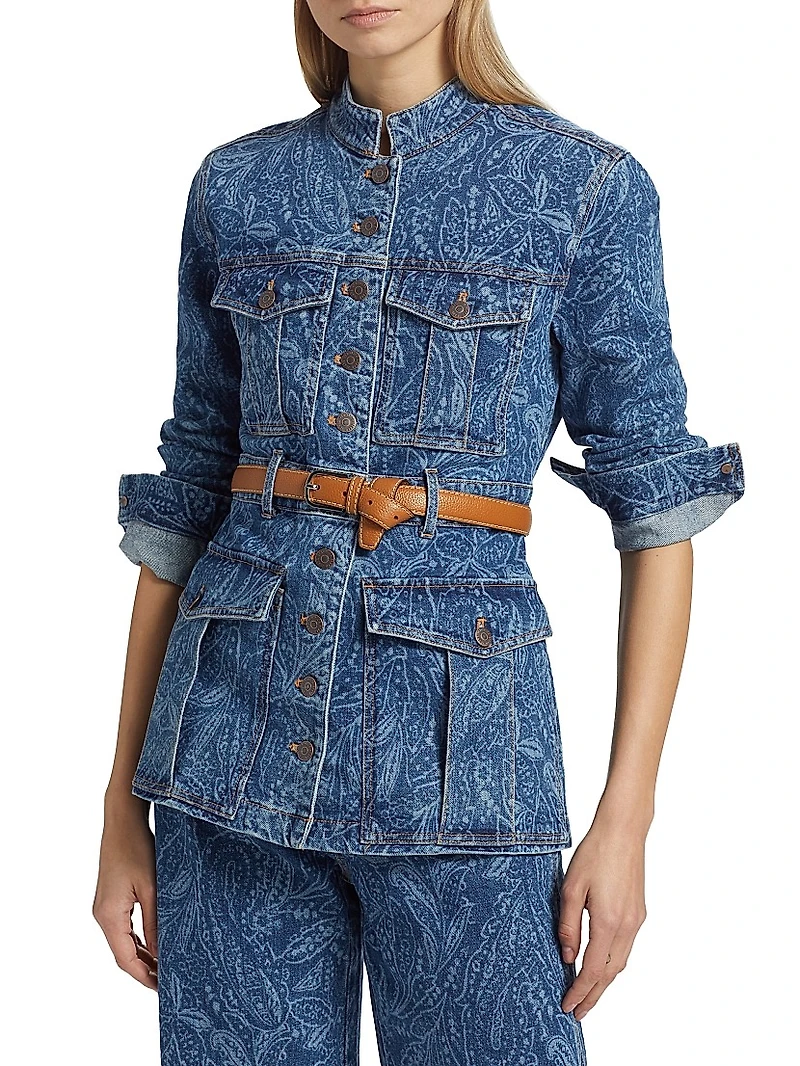 Tika Paisley Belted Denim Jacket