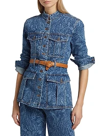 Tika Paisley Belted Denim Jacket
