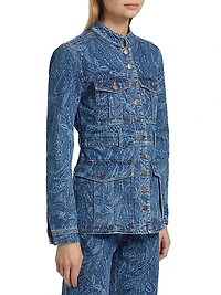 Tika Paisley Belted Denim Jacket