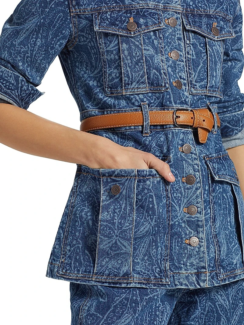 Tika Paisley Belted Denim Jacket