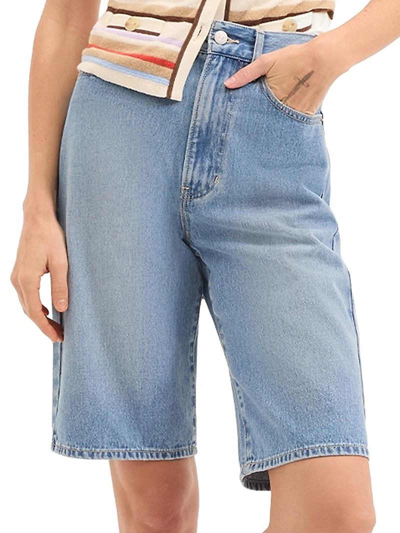Charlotte Denim High-Rise Bermuda Shorts