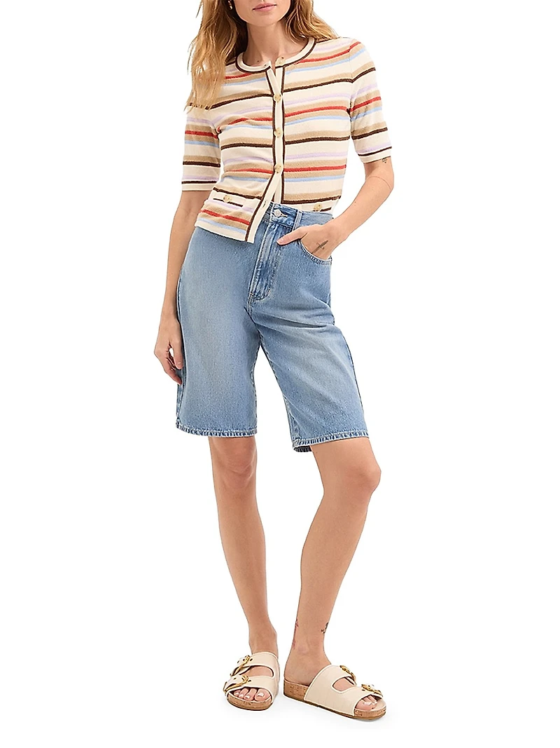 Charlotte Denim High-Rise Bermuda Shorts