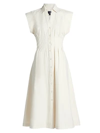 Ruben Cotton Cap-Sleeve Midi-Shirtdress