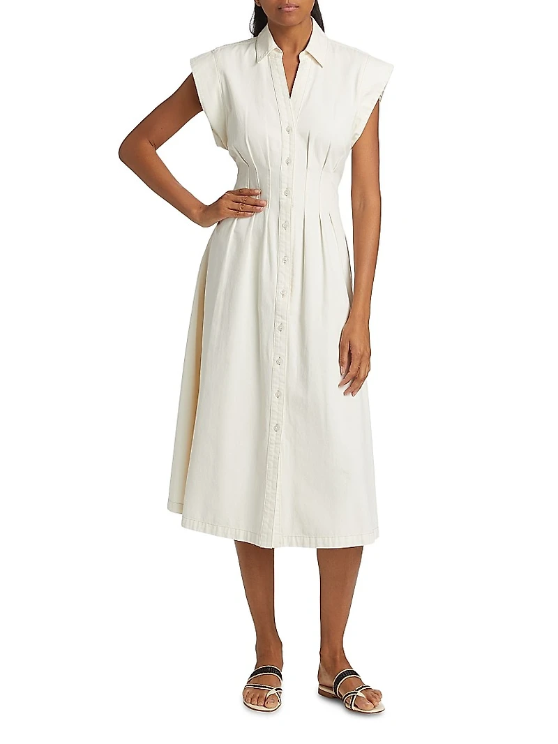 Ruben Cotton Cap-Sleeve Midi-Shirtdress