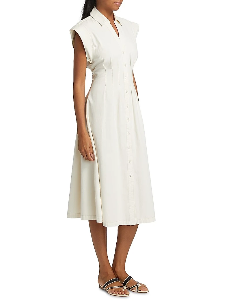 Ruben Cotton Cap-Sleeve Midi-Shirtdress