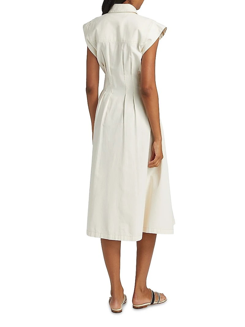 Ruben Cotton Cap-Sleeve Midi-Shirtdress