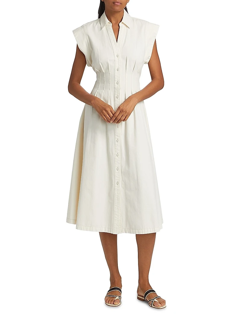 Ruben Cotton Cap-Sleeve Midi-Shirtdress