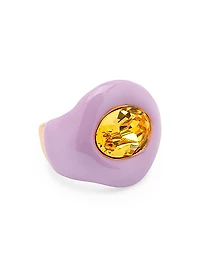 14K-Gold-Plated, Enamel & Glass Crystal Ring