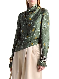 Cara Cowlneck Bird Print Top