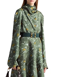 Cara Cowlneck Bird Print Top