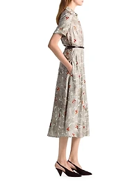 Kiera Belted Silk Midi-Dress