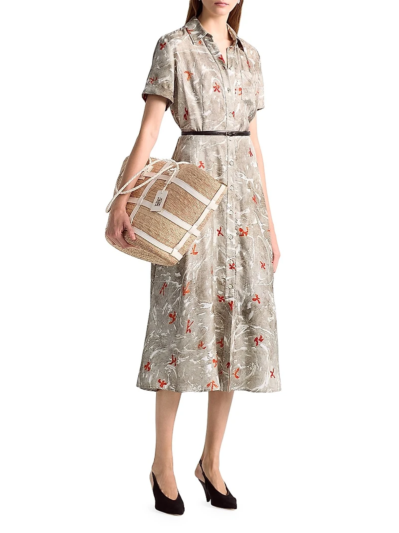 Kiera Belted Silk Midi-Dress