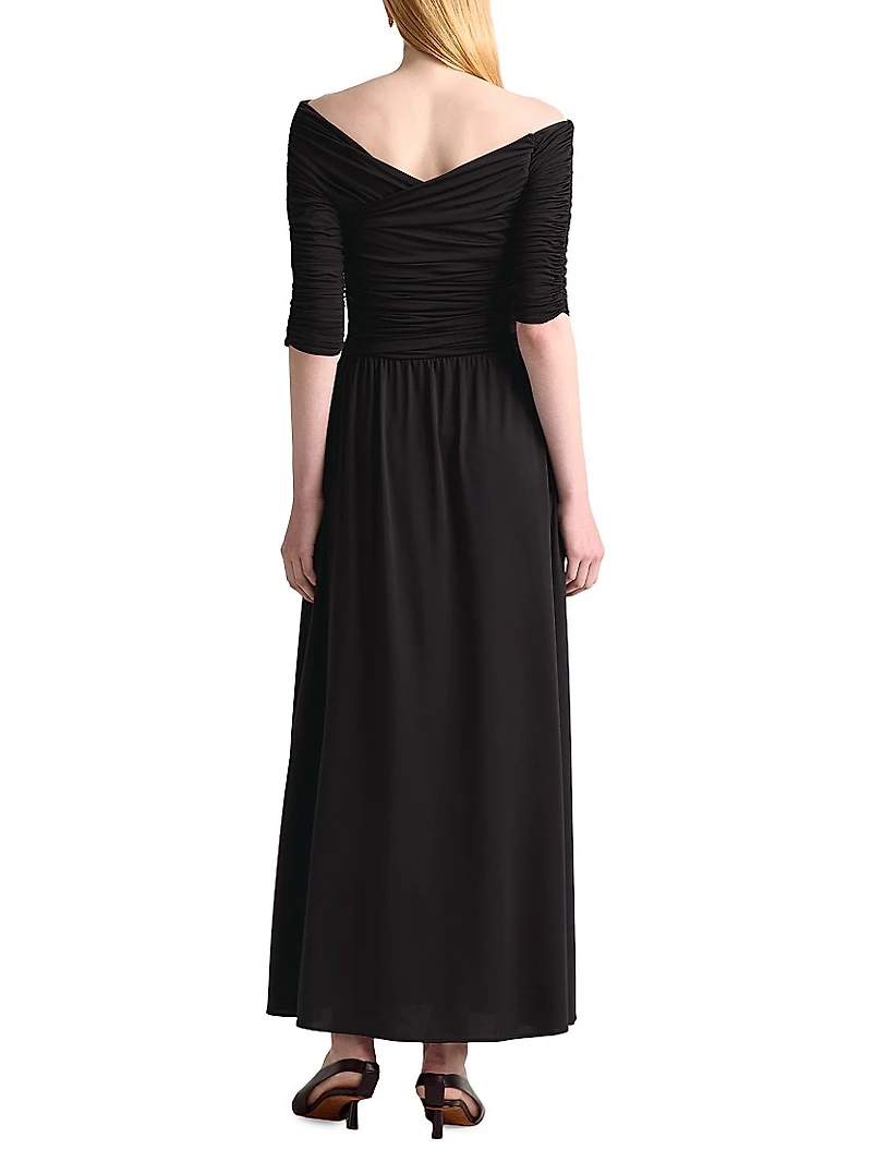 Char Ruched Off-The-Shoulder Maxi Dress