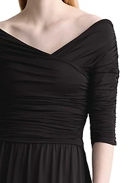 Char Ruched Off-The-Shoulder Maxi Dress