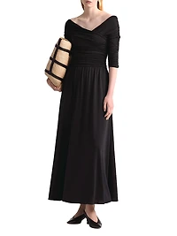 Char Ruched Off-The-Shoulder Maxi Dress