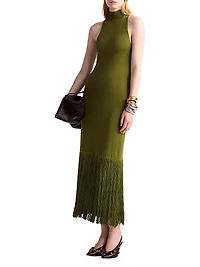 Cash Fringe-Hem Maxi Dress