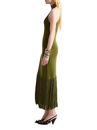 Cash Fringe-Hem Maxi Dress