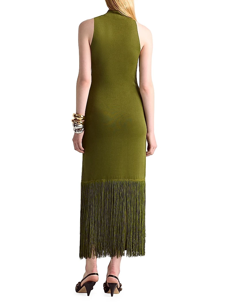 Cash Fringe-Hem Maxi Dress