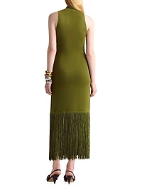 Cash Fringe-Hem Maxi Dress