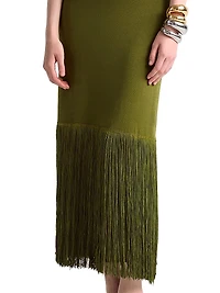 Cash Fringe-Hem Maxi Dress