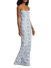 Odessa Floral Strapless Column Gown