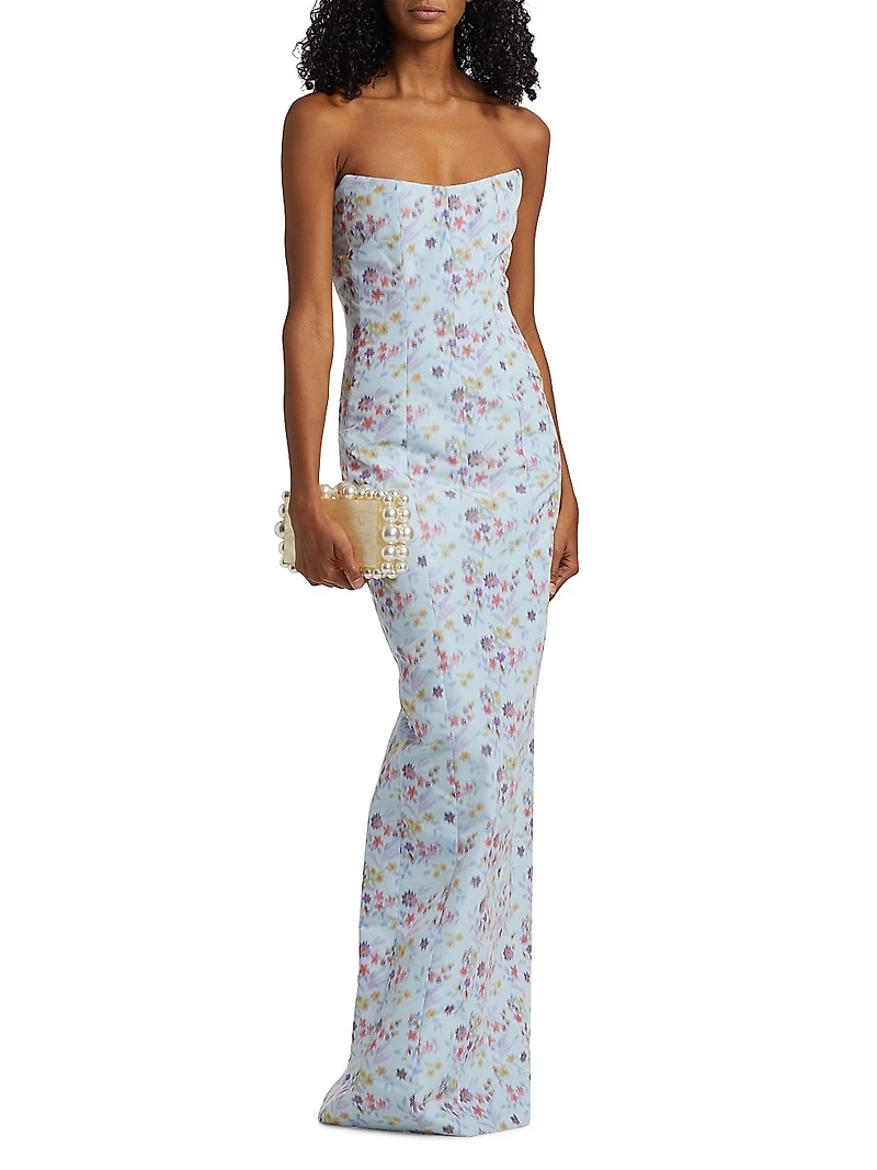 Odessa Floral Strapless Column Gown
