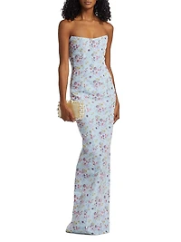Odessa Floral Strapless Column Gown