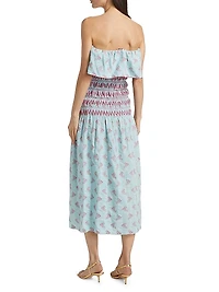 Ashton Floral Smocked Cotton-Blend Strapless Dress