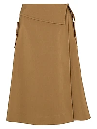 Cotton Sateen Wrap-Front Skirt