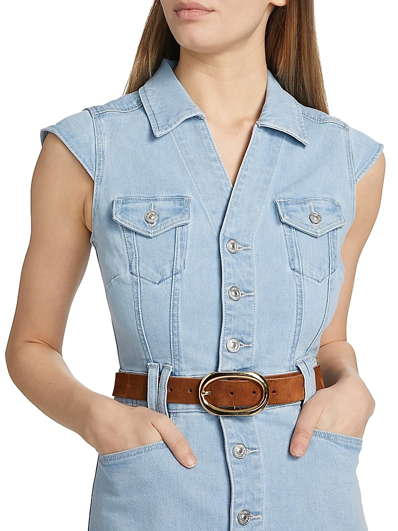 Jaxsyn Denim Button-Front Minidress