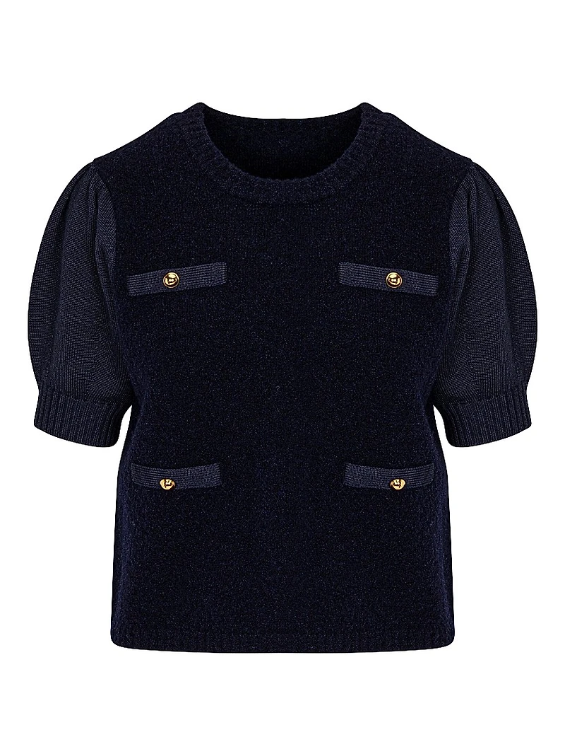 Lady Bouclé Short Puff Sleeve Sweater
