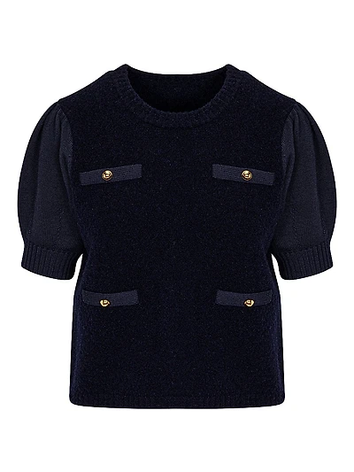 Lady Bouclé Short Puff Sleeve Sweater